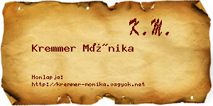 Kremmer Mónika névjegykártya